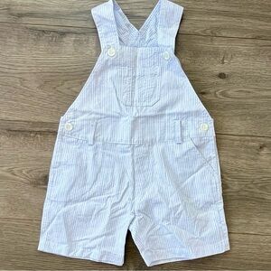 Babycottons 18 Month Baby Boy Linen Seersucker white & light blue Bib Overalls